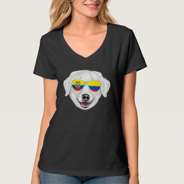 Camiseta Ecuadorian Flag Kuvaszok Dog Ecuador Pocket (Frente)