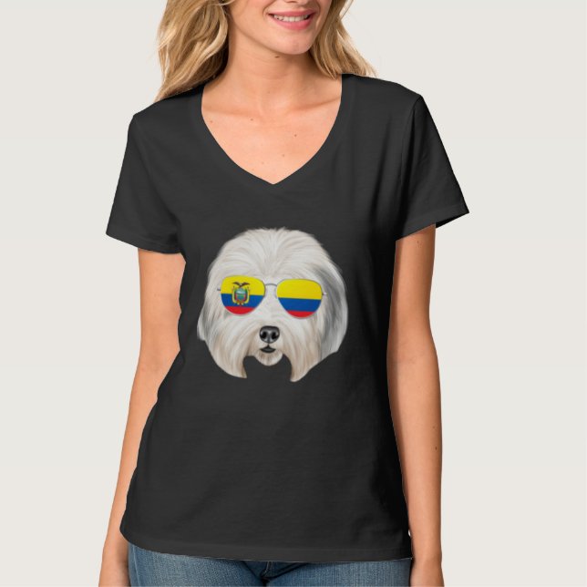 Camiseta Ecuadorian Flag Old English Sheepdog Dog Ecuador P (Frente)