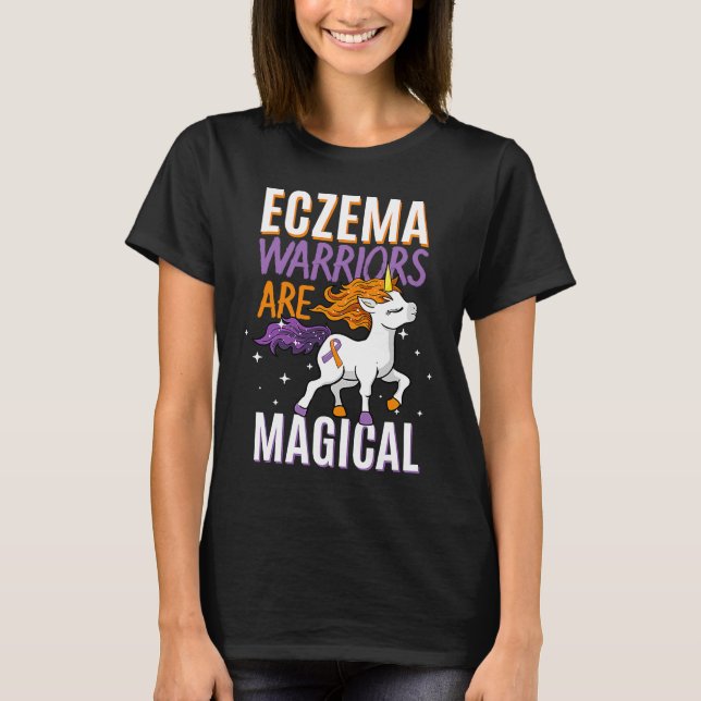 Camiseta Eczema Warrior Magical Unicorn Purple e Orange R (Frente)
