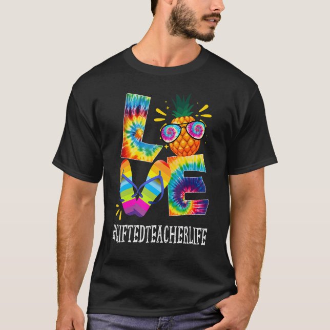 Camiseta Ed Teacher Love Pineapple Summer Off Duty Tie Dye (Frente)