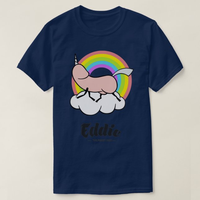 Camiseta Eddie Funky Unicorn Dick (Frente do Design)