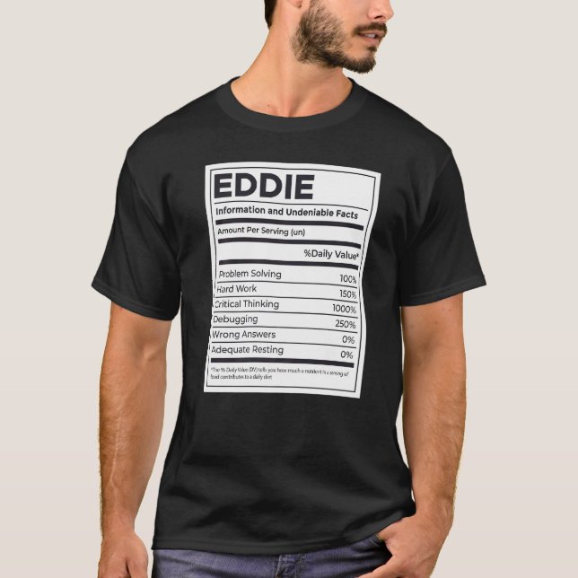 Camiseta Eddie Nutrition Information Problem Solving Duro W (Frente)