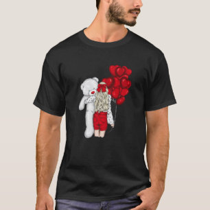 Camiseta EDDY BEAR EU AMO VOCÊS Abraçando Corações Balões