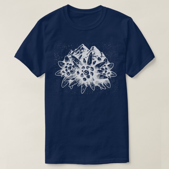 Camiseta Edelweiss Alps Montanhas Caminhando Suiça (Frente do Design)