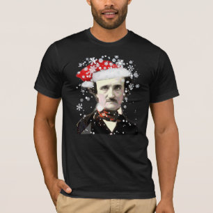 Camiseta Edgar Allan Poe Christmas Hat Snowflake