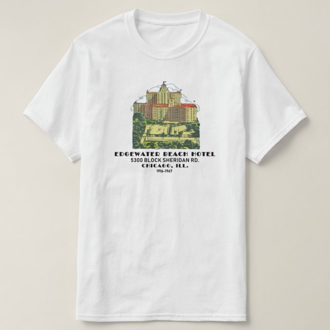 Camiseta Edgewater Beach Hotel, Chicago, Illinois (Frente do Design)