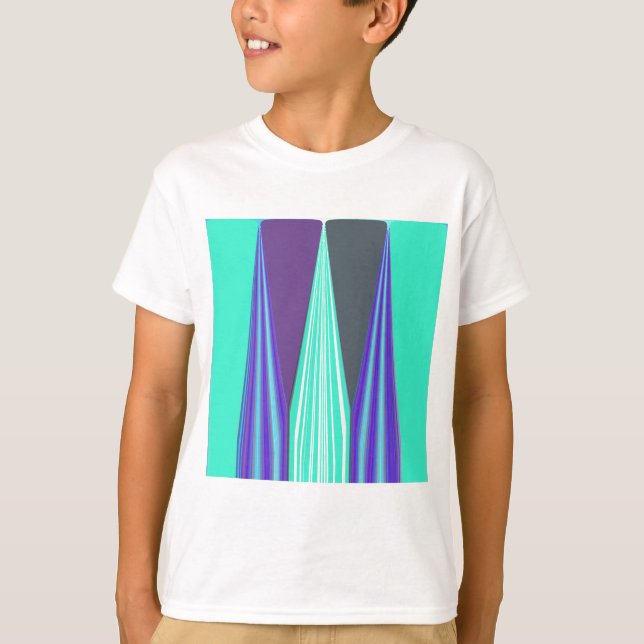 Camiseta Edgy Blue Purple Cyan Chevron Art Impressão (Frente)