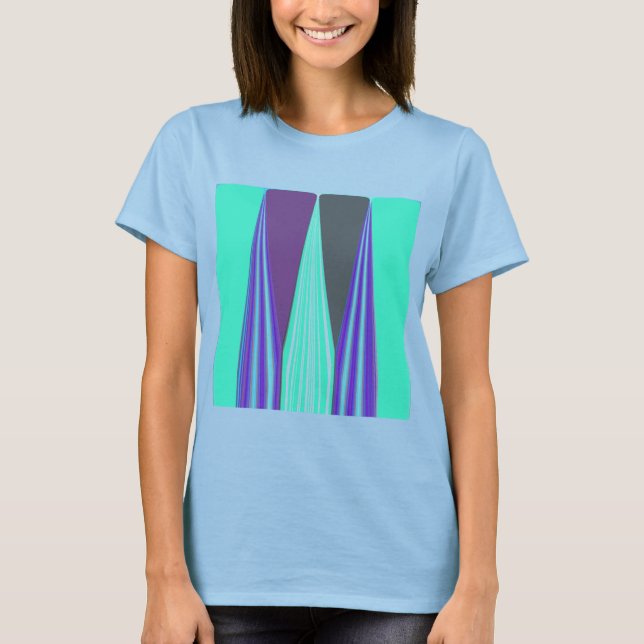 Camiseta Edgy Blue Purple Cyan Chevron Art Impressão (Frente)