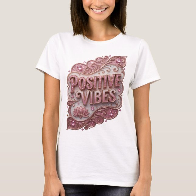 Camiseta Edgy Gold POSITIVE VIBES Design (Frente)
