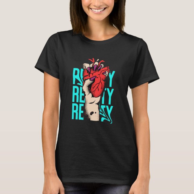 Camiseta Edgy Hand & Heart Graphic – Bold Pop Art Illustrat (Frente)