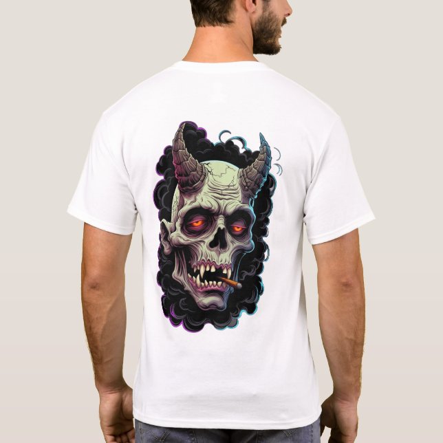 Camiseta Edgy Horned Oni Monster graphic (Verso)