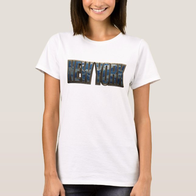 Camiseta Edgy Navy NEW YORK Design de Texto (Frente)