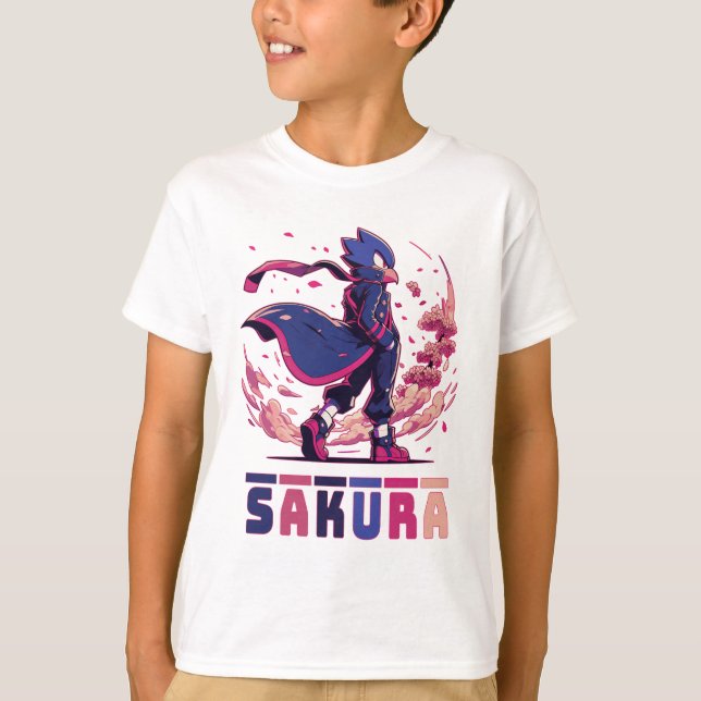 Camiseta Edgy Sakura Warrior Bird Anime Illustration (Frente)