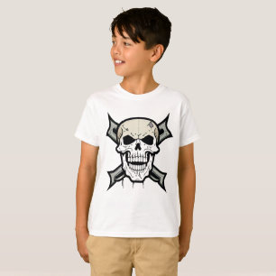 Camiseta "Edgy Visuals: Gráficos Crânios Negros"