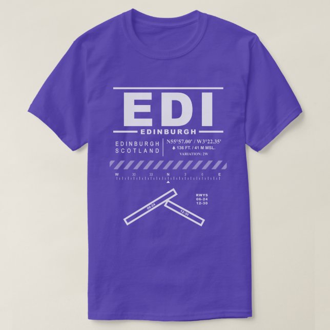 Camiseta EDI do aeroporto de Edimburgo (Frente do Design)