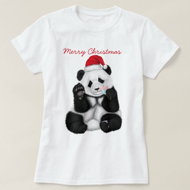 Camiseta Edição de Natal - Bebê Panda (Frente do Design)