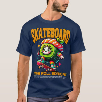 Camiseta Edição do Rolo de Sushi de Skateboard