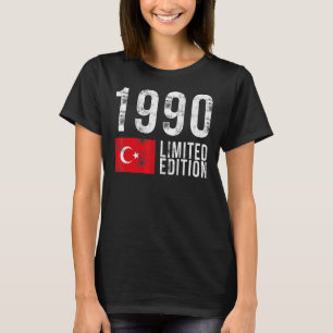 Camiseta Edição limitada de 1990 Turquia com bandeira Anive