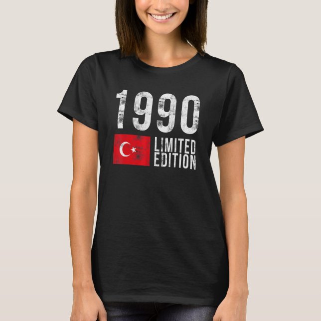 Camiseta Edição limitada de 1990 Turquia com bandeira Anive (Frente)