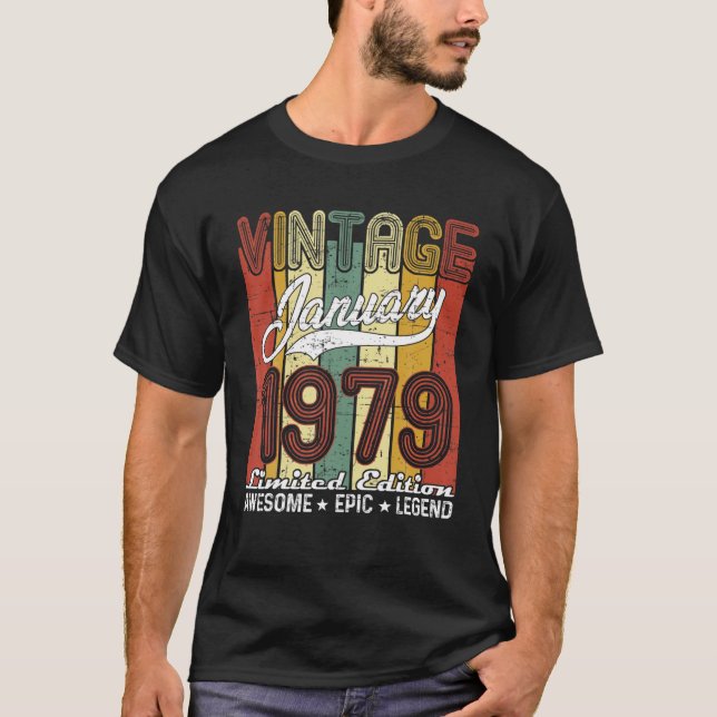 Camiseta Edição Limitada Janeiro De 1979 43Rd Birthday Vint (Frente)