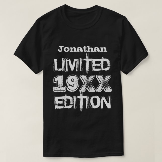 Camiseta Edição limitada qualquer ano A02C do aniversário (Frente do Design)