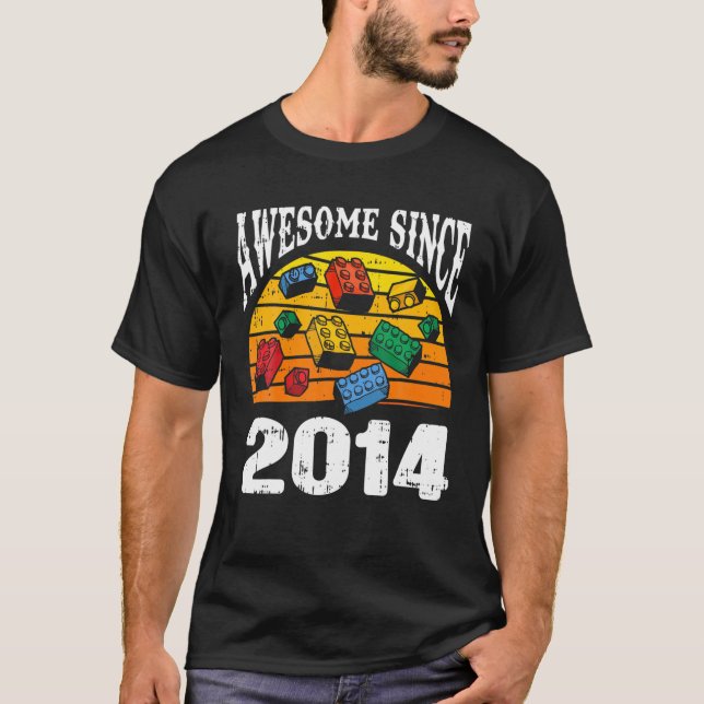 Camiseta Edifício Blocks Incrível Desde 2014 8.º Aniversári (Frente)