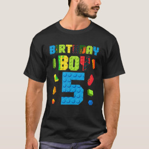 Camiseta Edifício Bricks 5 Birthday Boy 5 Year Maste