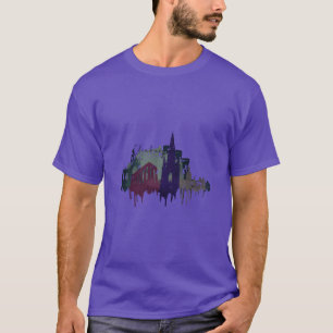 Camiseta Edifício da Cidade de Edimburgo Escócia Aquarela P