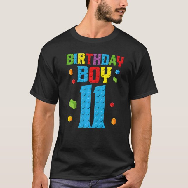 Camiseta Edifício Master Builder 11 Birthday Boy 11 Anos (Frente)