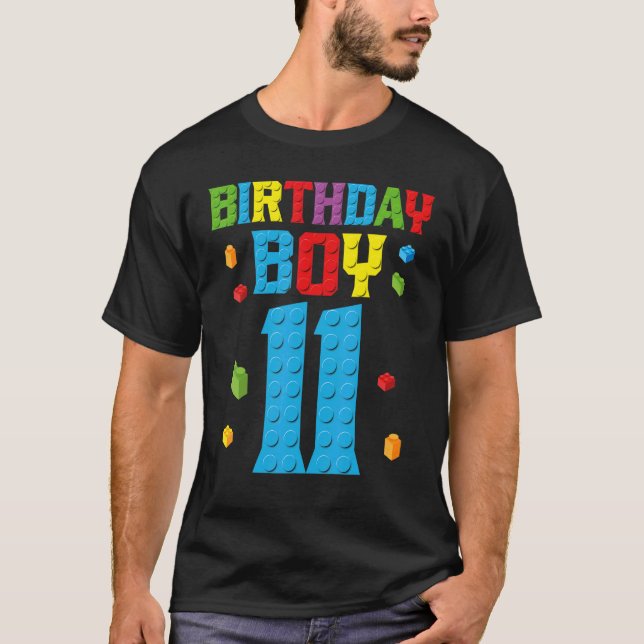 Camiseta Edifício Master Builder 11 Birthday Boy 11 Anos (Frente)
