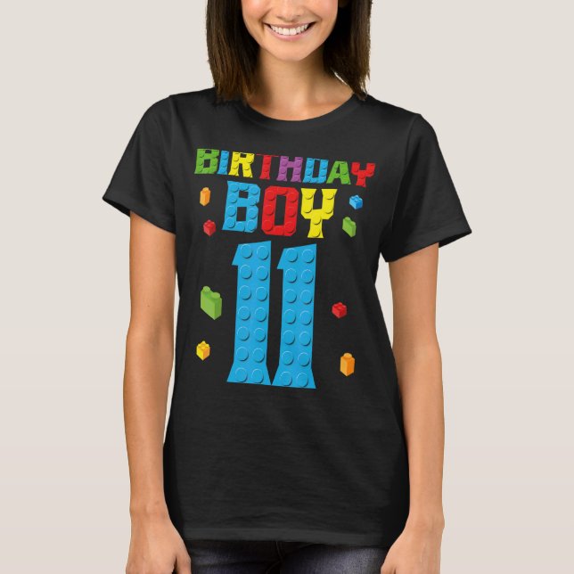 Camiseta Edifício Master Builder 11 Birthday Boy 11 Anos (Frente)