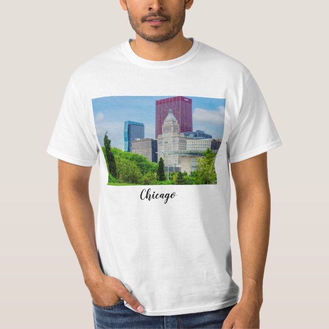 Camiseta Edifícios Em Chicago T-Shirt (Frente)