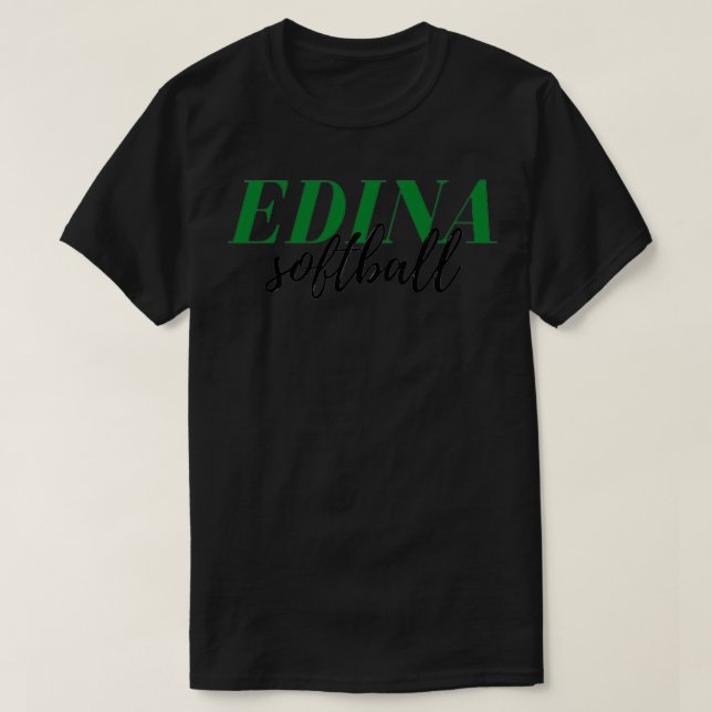 Camiseta EDINA Softball Verde amp Preto Texto Gráfico (Frente do Design)