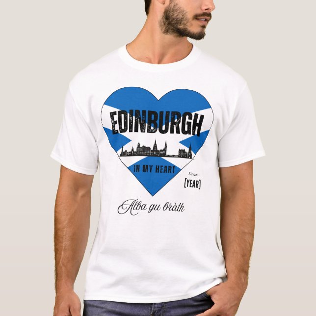 Camiseta Edinburgh Scotland Skyline Heart - Desde [Ano] (Frente)