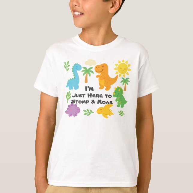 Camiseta Editable Crayon Style – Dinosaur Roarsome Kids (Frente)