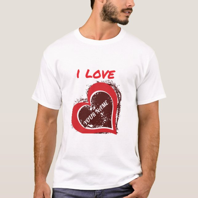 Camiseta Editable Grunge Heart Love Design – Add Your Own T (Frente)