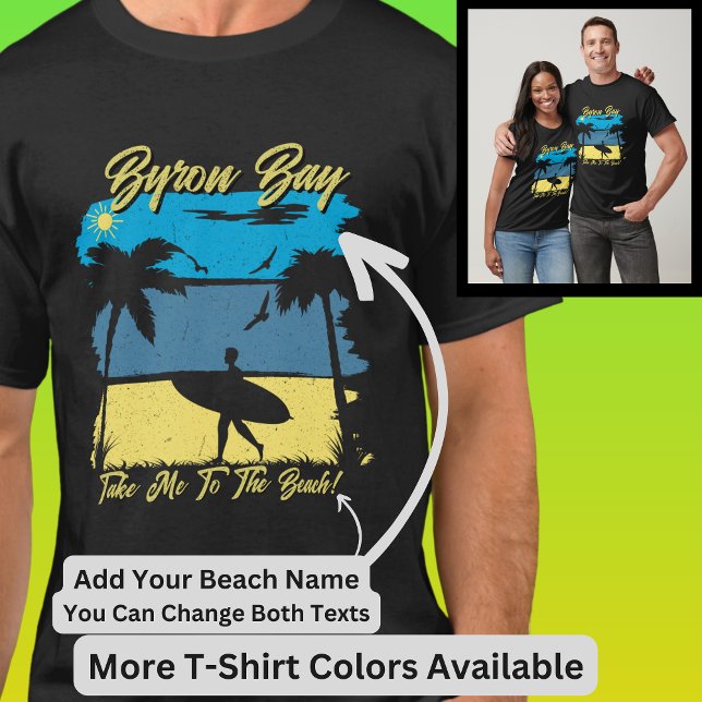 Camiseta Editar todo o texto - Nome da praia Surfer Blue Wa (Criador carregado)
