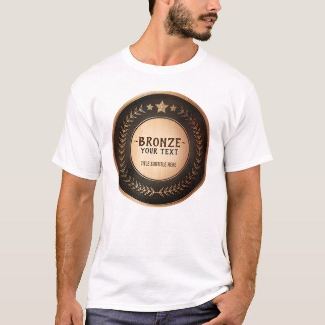 Camiseta EDITÁVEL DO Campeão de Bronze IMPRESSÃO DIY MEDAL  (Frente)