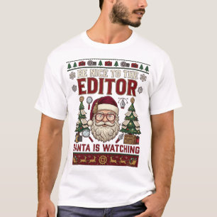 Camiseta Edite com Carinho Papai Noel Árvores de Natal Câme