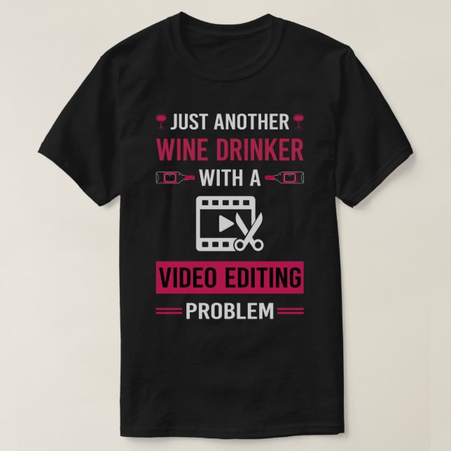 Camiseta Editor de Edição de Vídeo para Bebidas de Vinho (Frente do Design)