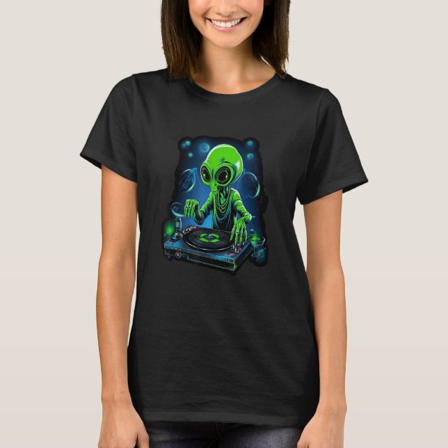 Camiseta EDM Alien Rave Astronaut Alien DJ Alien DJing in S (Frente)
