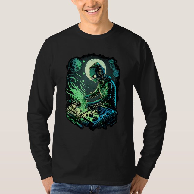 Camiseta EDM Alien Rave Astronaut Alien DJ Alien DJing in S (Frente)
