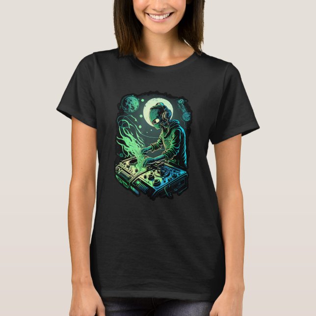 Camiseta EDM Alien Rave Astronaut Alien DJ Alien DJing in S (Frente)