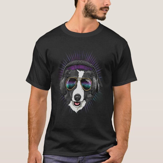 Camiseta EDM House Music DJ Border Collie Music Artigo (Frente)