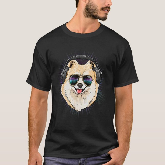 Camiseta EDM House Music DJ Pomeranian Dog Music  Music Art (Frente)
