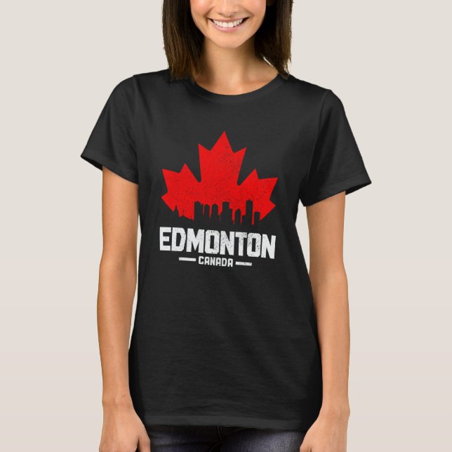 Camiseta Edmonton Alberta Canadá Bandeira Canadense Folha d (Frente)