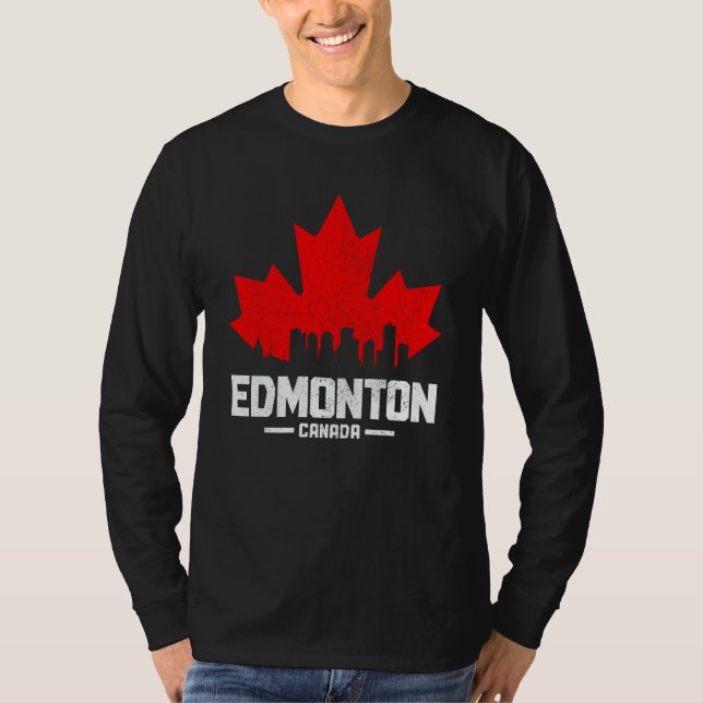 Camiseta Edmonton Alberta Canadá Bandeira Canadense Folha d (Frente)