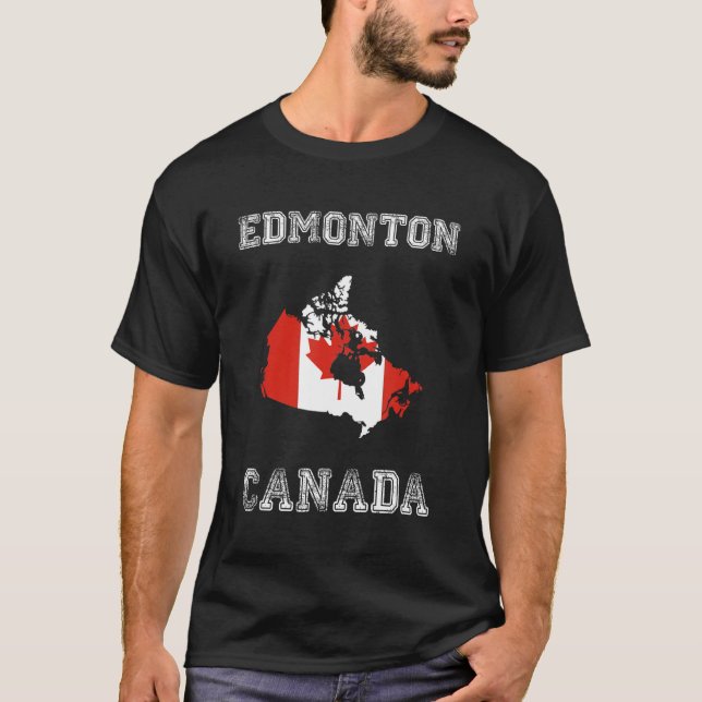 Camiseta Edmonton Canada Vintage Canada Flag Map Design (Frente)