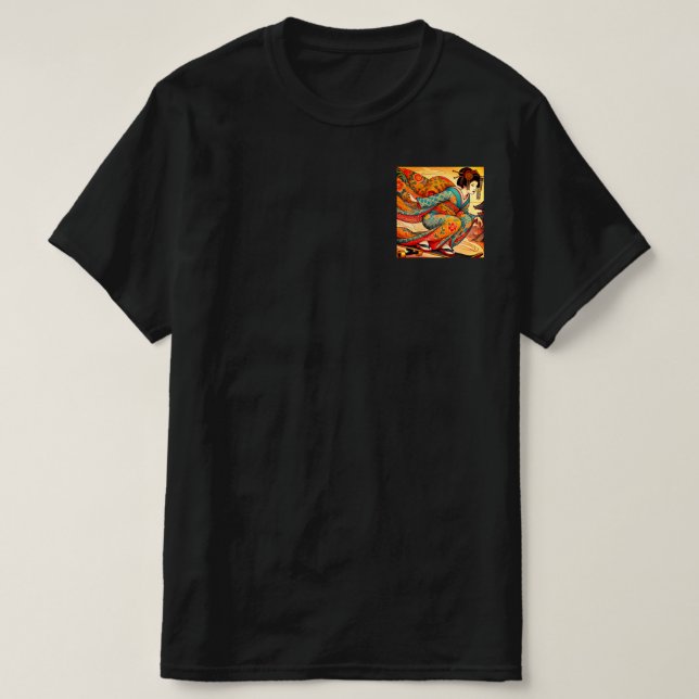 Camiseta Edo Beauty on Skateboard -ice cream Ukiyo-e Style (Frente do Design)