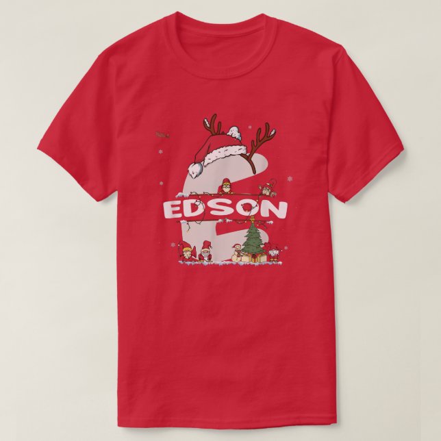 Camiseta Edson Christmas Shirt w Edson Name para xmas engra (Frente do Design)